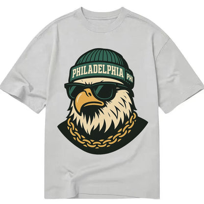 Animaleaglelocationtextphiladelphiainitialsphibeaniecolorgre Classic T-shirt – Grey
