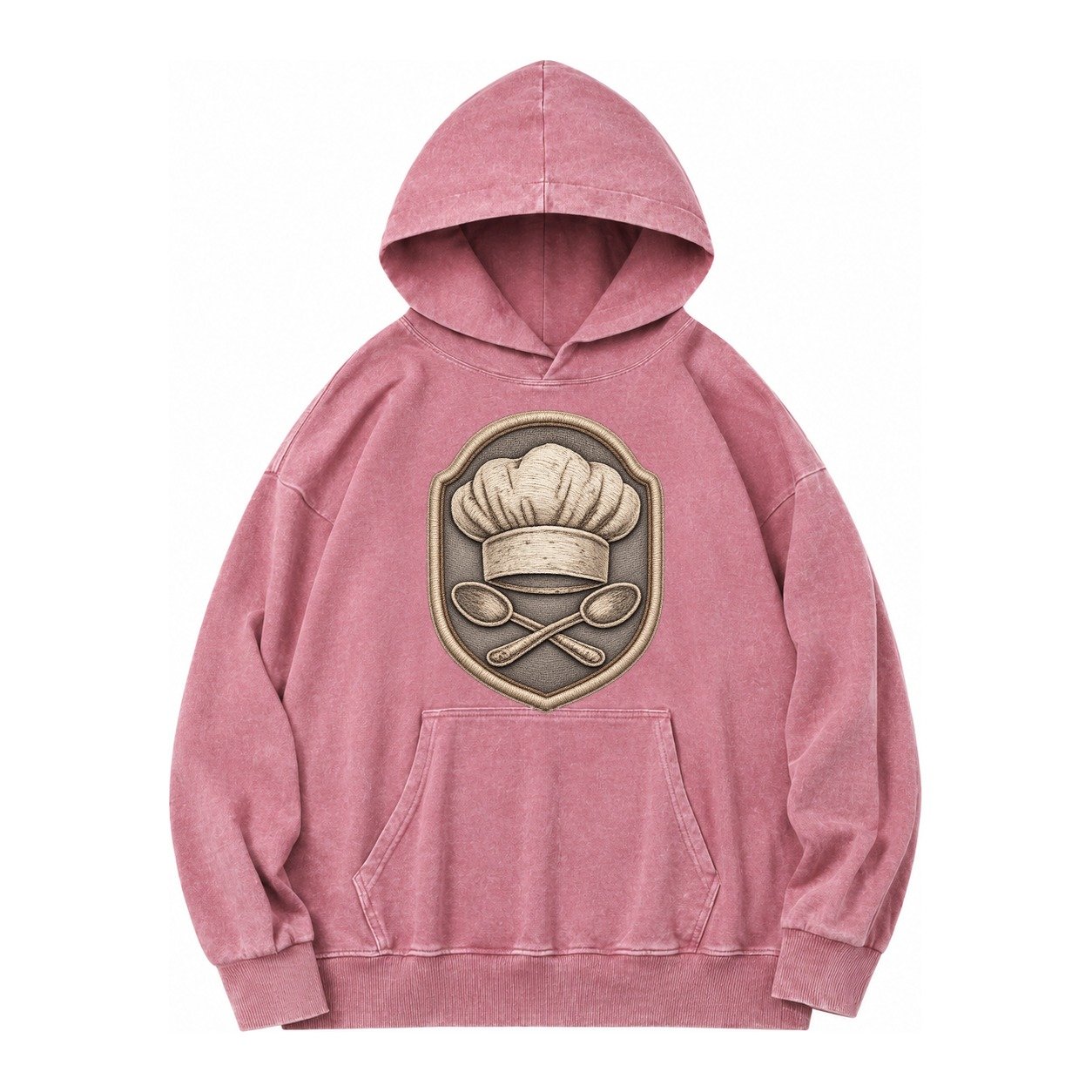 Cooking Chef Hat Toque Blanche With Crossed Spoons In Vintage Washed Hoodie – Dusty Rose
