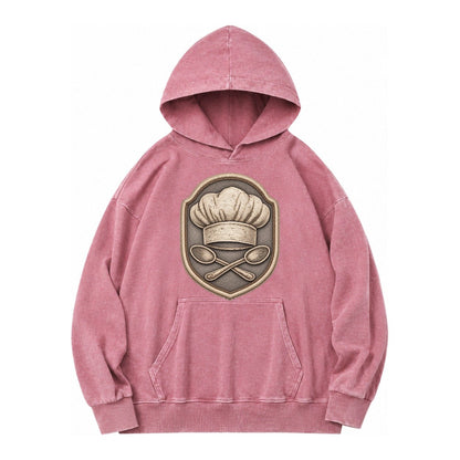 Cooking Chef Hat Toque Blanche With Crossed Spoons In Vintage Washed Hoodie – Dusty Rose