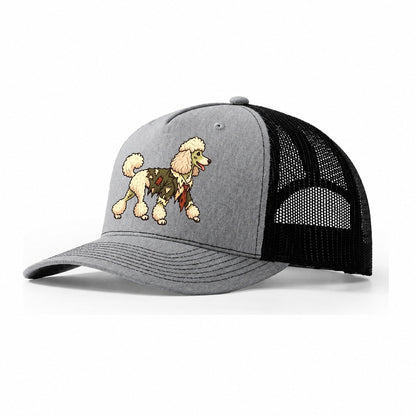 One Poodle In Halloween Costume Zombie With A Torn Collar And A Few Patch Stitches Halloween Dog Parade Trucker Hat – Sport Grey Black