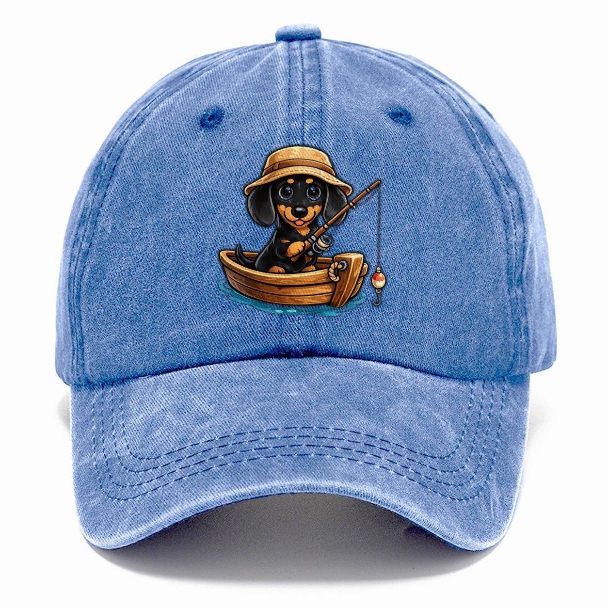 Fishing Dachshund Boat Classic Cap – Summer Sky