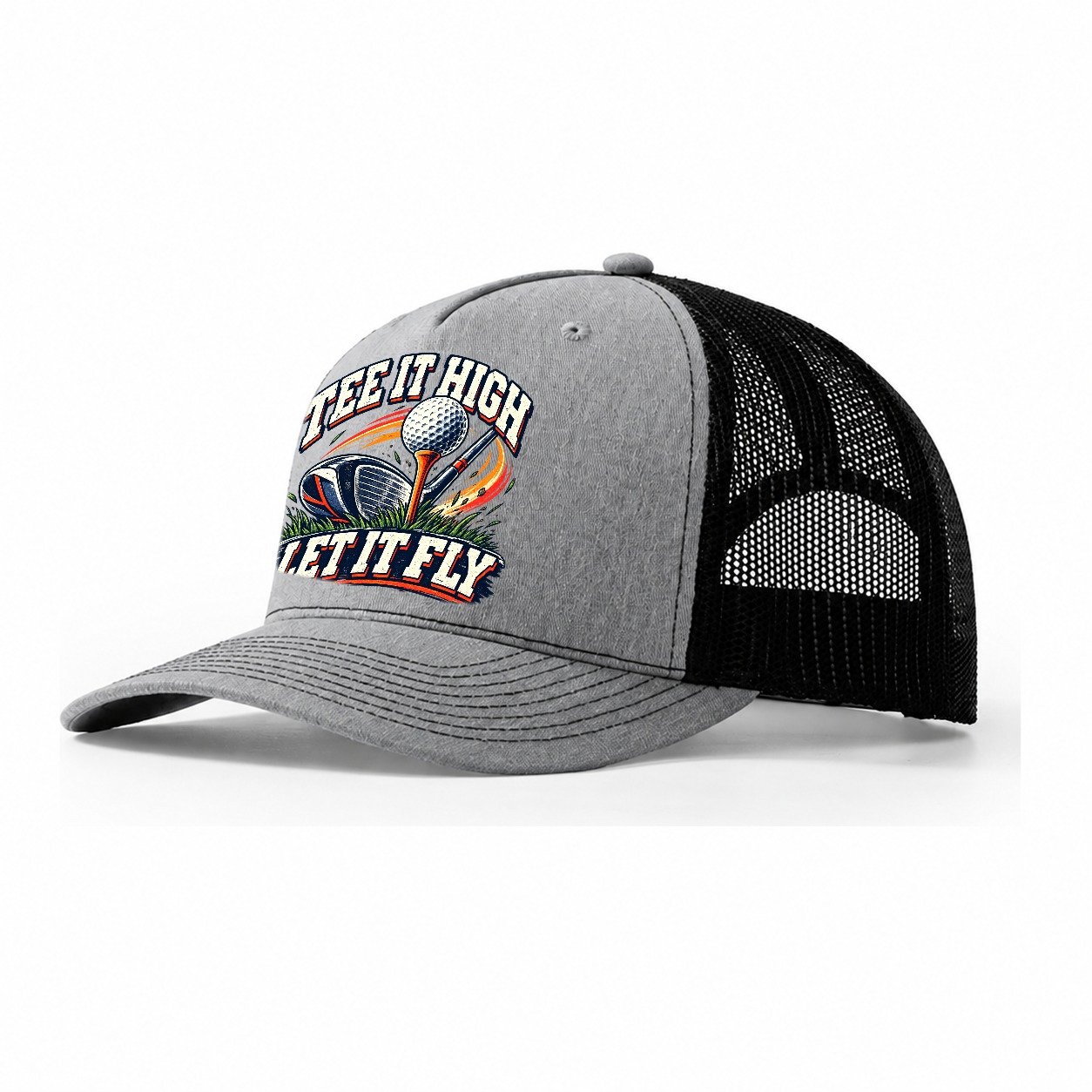 Tee It High Let It Fly Golf Life Trucker Hat – Sport Grey Black