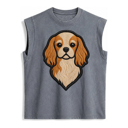 Cavalier King Charles Spaniel Modern G Vintage Washed Tank – Grey