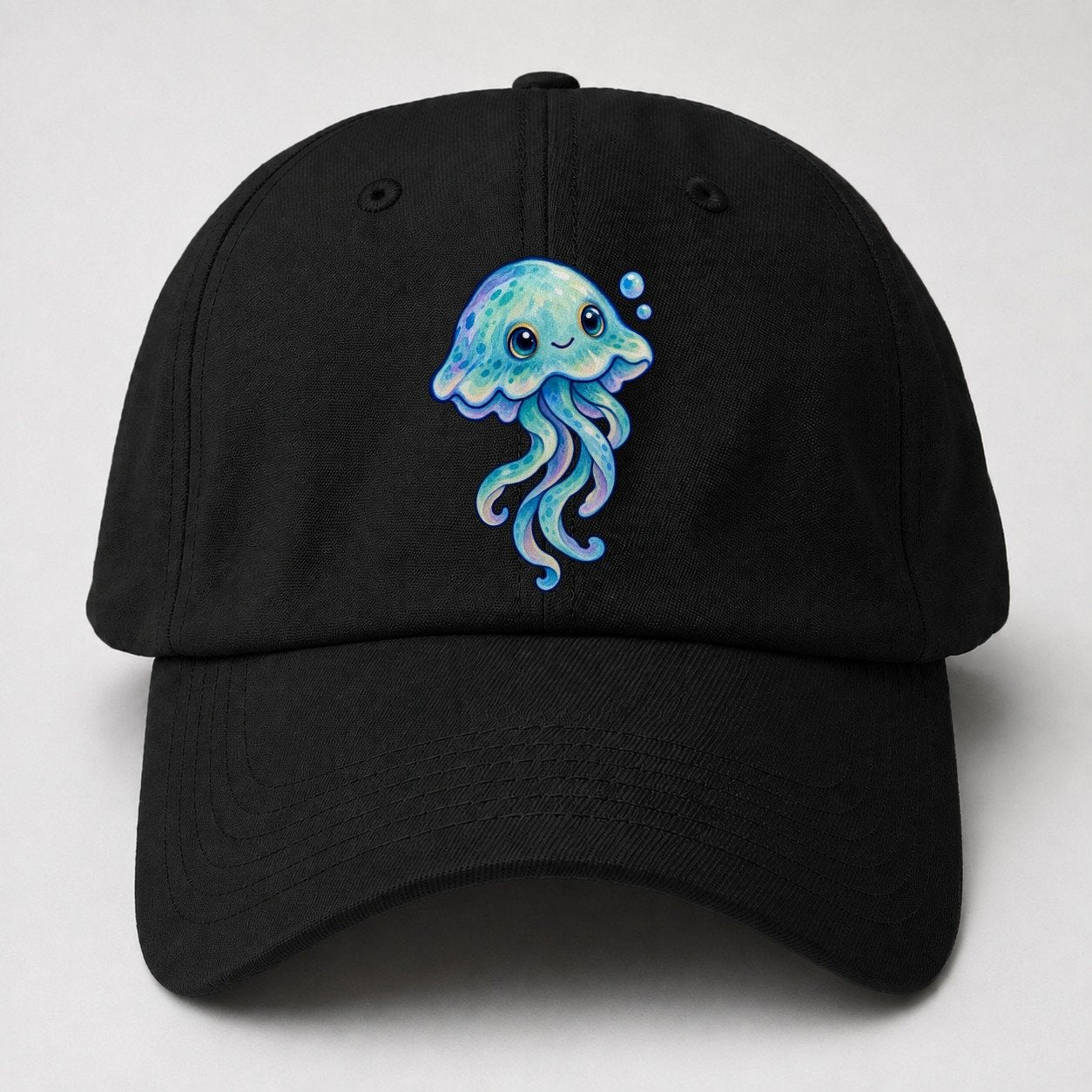 Jellyfish Upward Drift Sea Sprite Baseball Cap – Black
