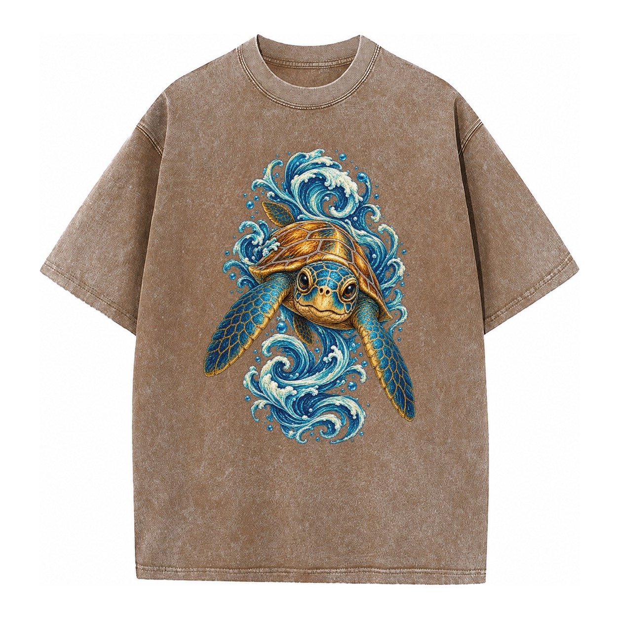 Ornate Sea Turtle Vintage T-shirt – Brown