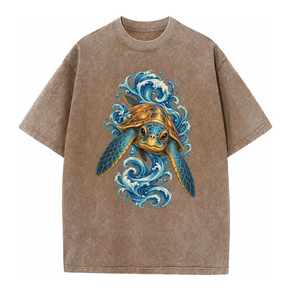 Ornate Sea Turtle Vintage T-shirt – Brown