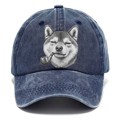 Shiba Inu A Classic Tobacco Pipe Smoking Dogs Smoking Dogs Portraits Classic Cap – Twilight Navy