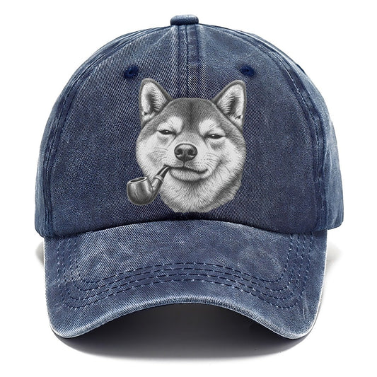 Shiba Inu Smoking Dogs Classic Cap – Twilight Navy