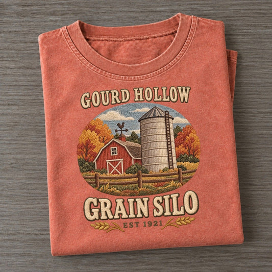 Grain Silo Gourd Hollow Vintage T-shirt – Terracotta