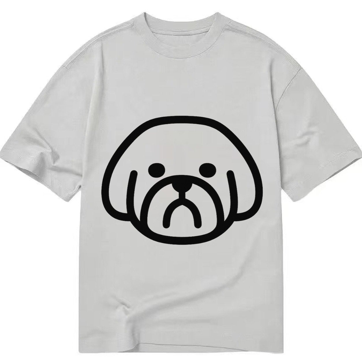Shih Tzu Minimalist Fluffy Design With Strong Black Border Classic T-shirt – Grey