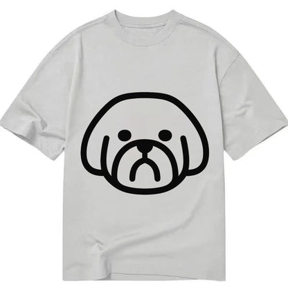 Shih Tzu Minimalist Fluffy Design With Strong Black Border Classic T-shirt – Grey