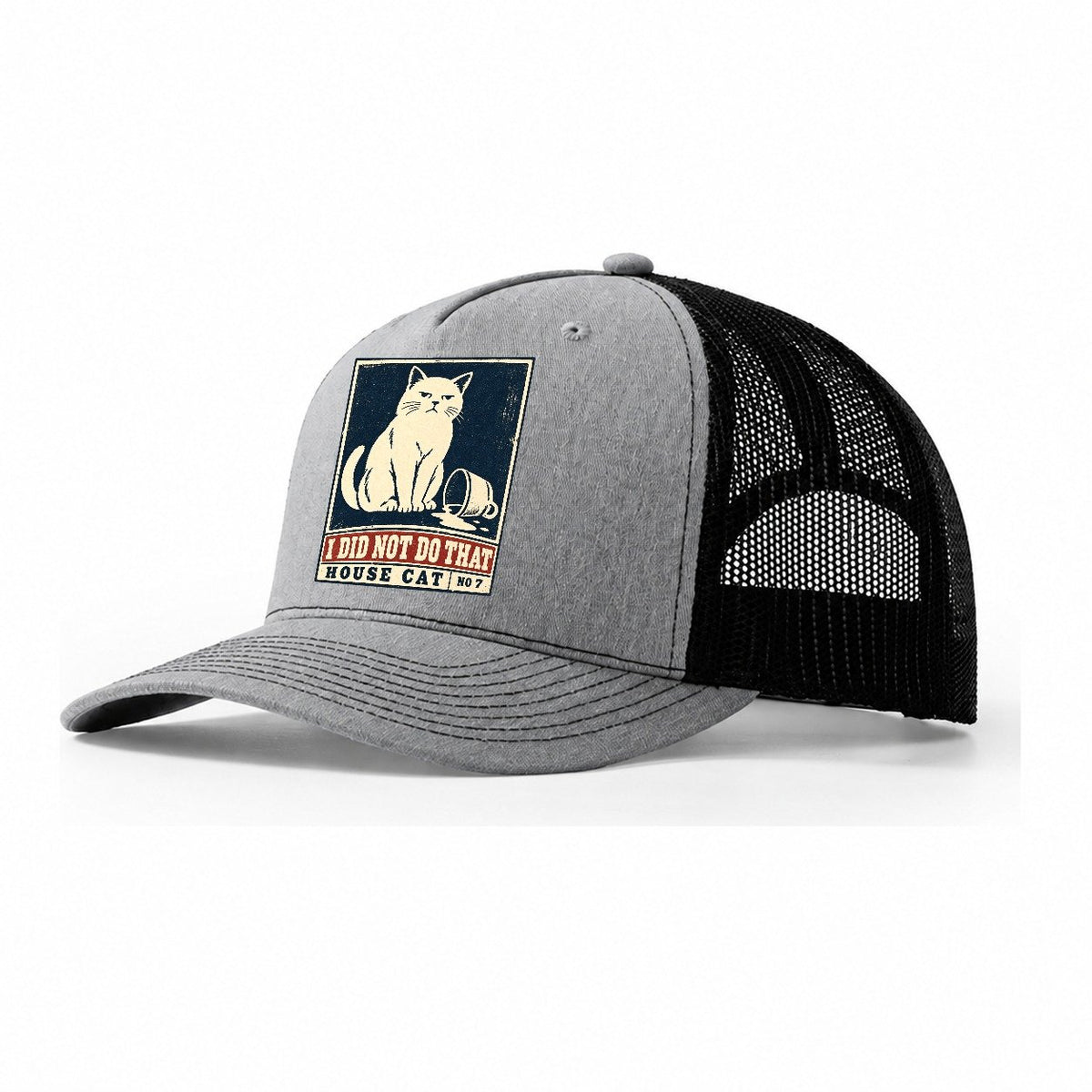 I Did Not Do That Neko Says No Trucker Hat – Sport Grey Black