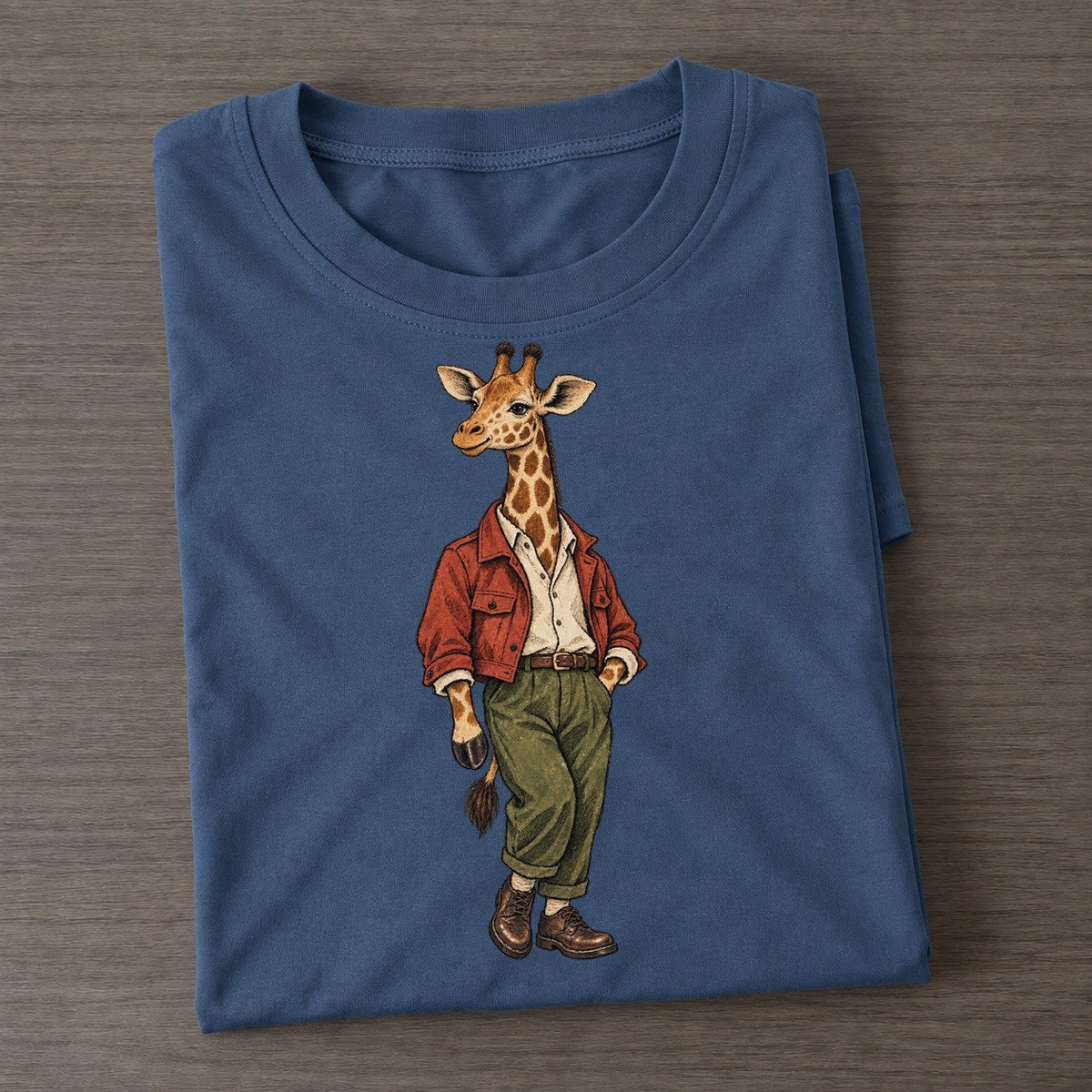 Giraffe Wardrobe Portrait Wild Wardrobe Portraits Classic T-shirt – Twilight Navy