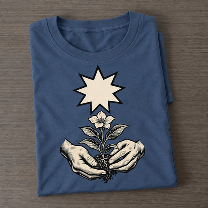 Bahai Nine Point Star And Garden World Faiths Ink Figures Classic T-shirt – Twilight Navy