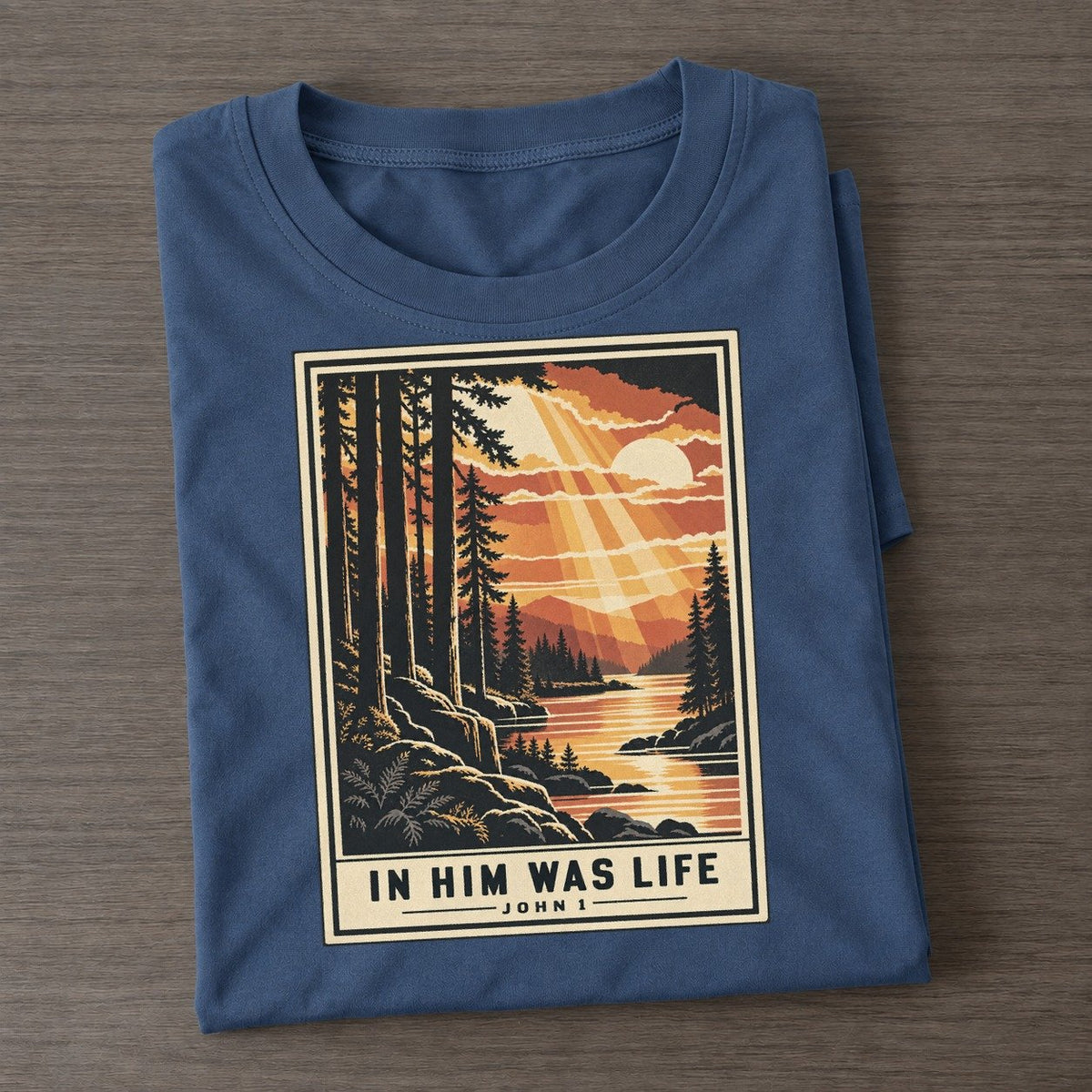 In Him Was Life Given Light Classic T-shirt – Twilight Navy