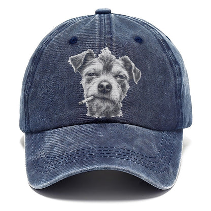 Terrier Mix A Loosely Hand Rolled Cigarette Smoking Dogs Smoking Dogs Portraits Classic Cap – Twilight Navy