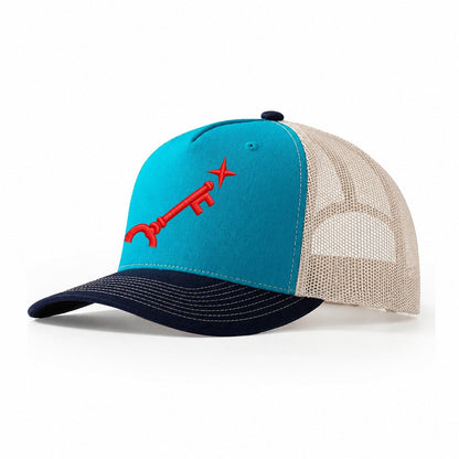 Key And North Star Micro Motion Mark Trucker Hat – Teal-Navy