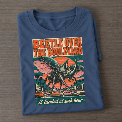 Beetle Over The Boulevard Drive In Monsters Classic T-shirt – Twilight Navy