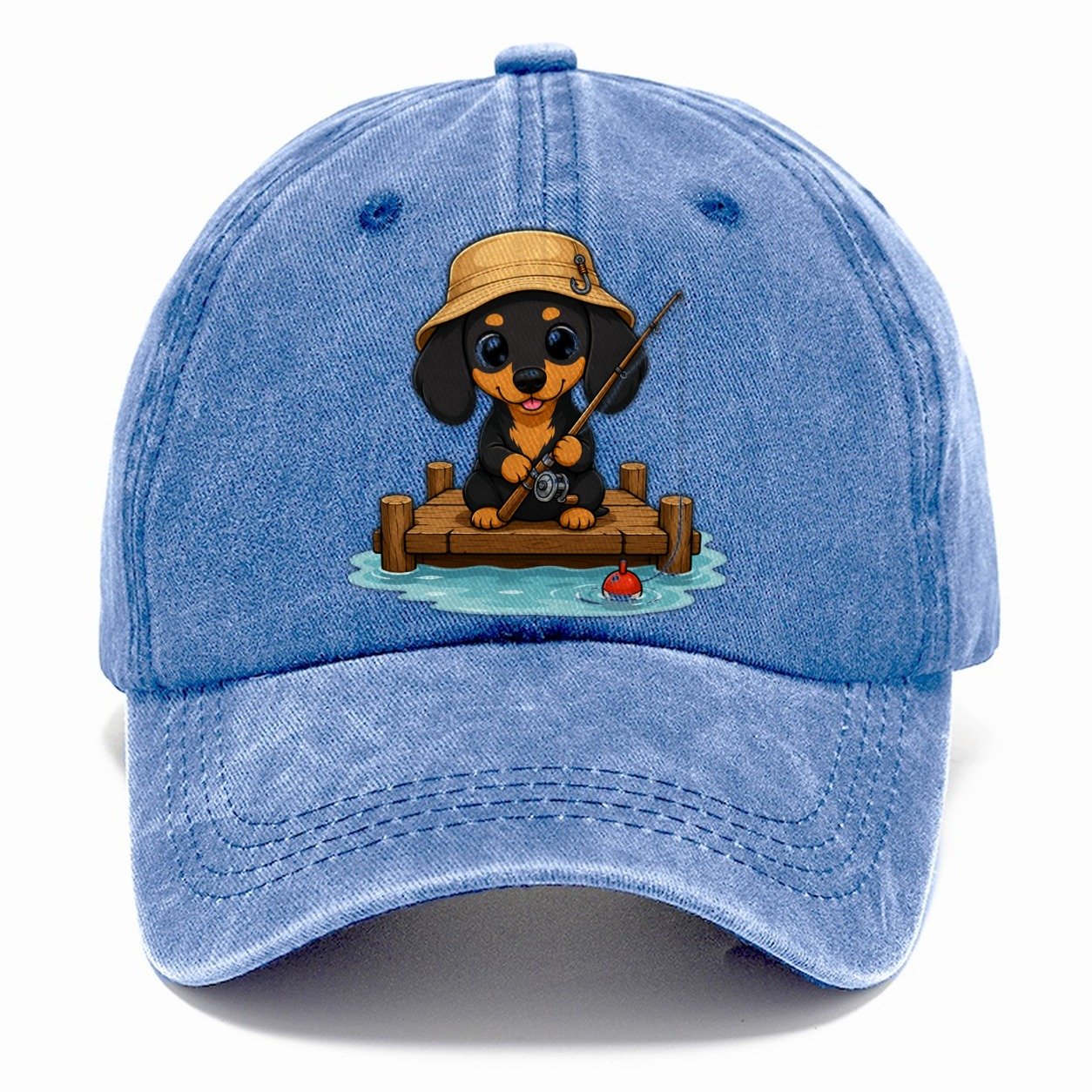 Dachshund Fishing Dock Classic Cap – Summer Sky
