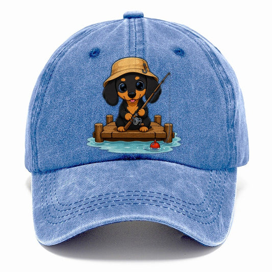 Dachshund Fishing Dock Classic Cap – Summer Sky