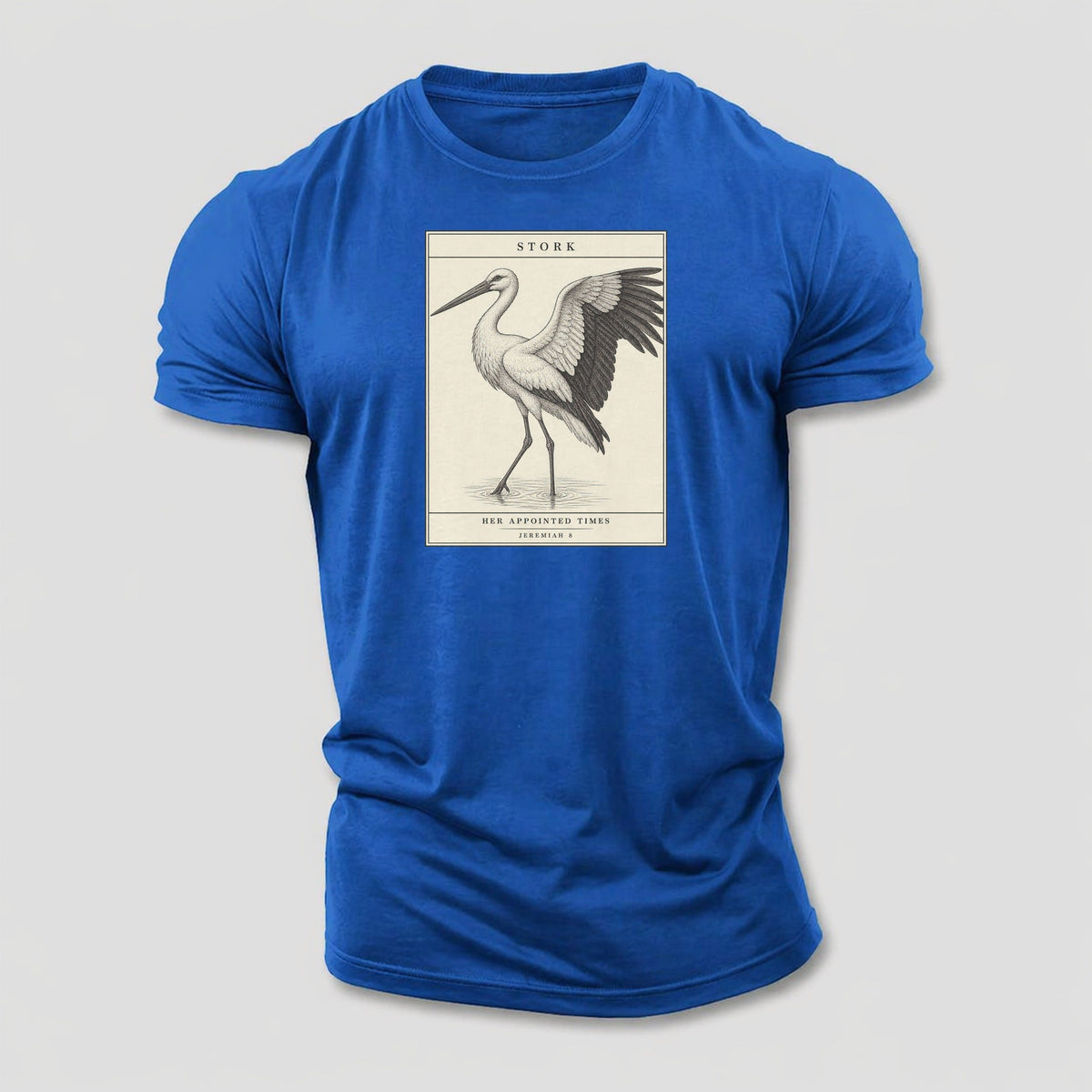 Stork Specimen Plate Creature Canticle Cotton T-Shirt – Royal Blue