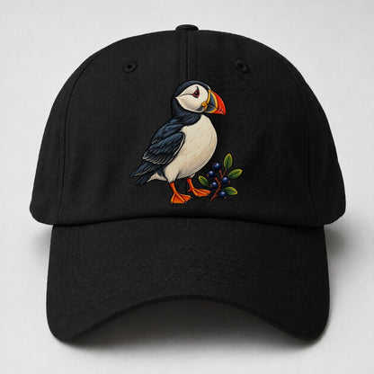 Atlantic Puffin And Crowberry Canada Cultural Icons Baseball Cap – Black