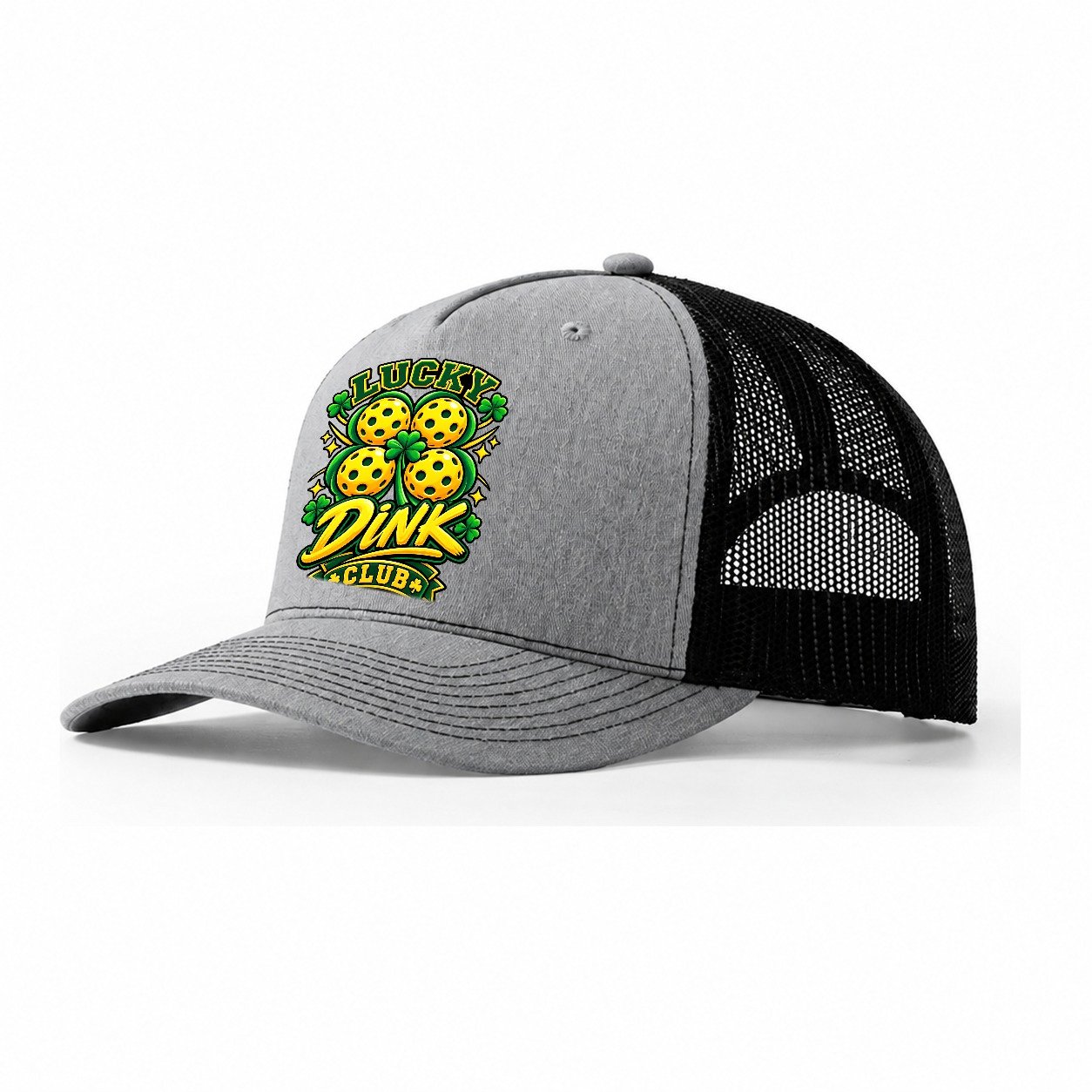 Lucky Dink Club Pickleball Life Trucker Hat – Sport Grey Black