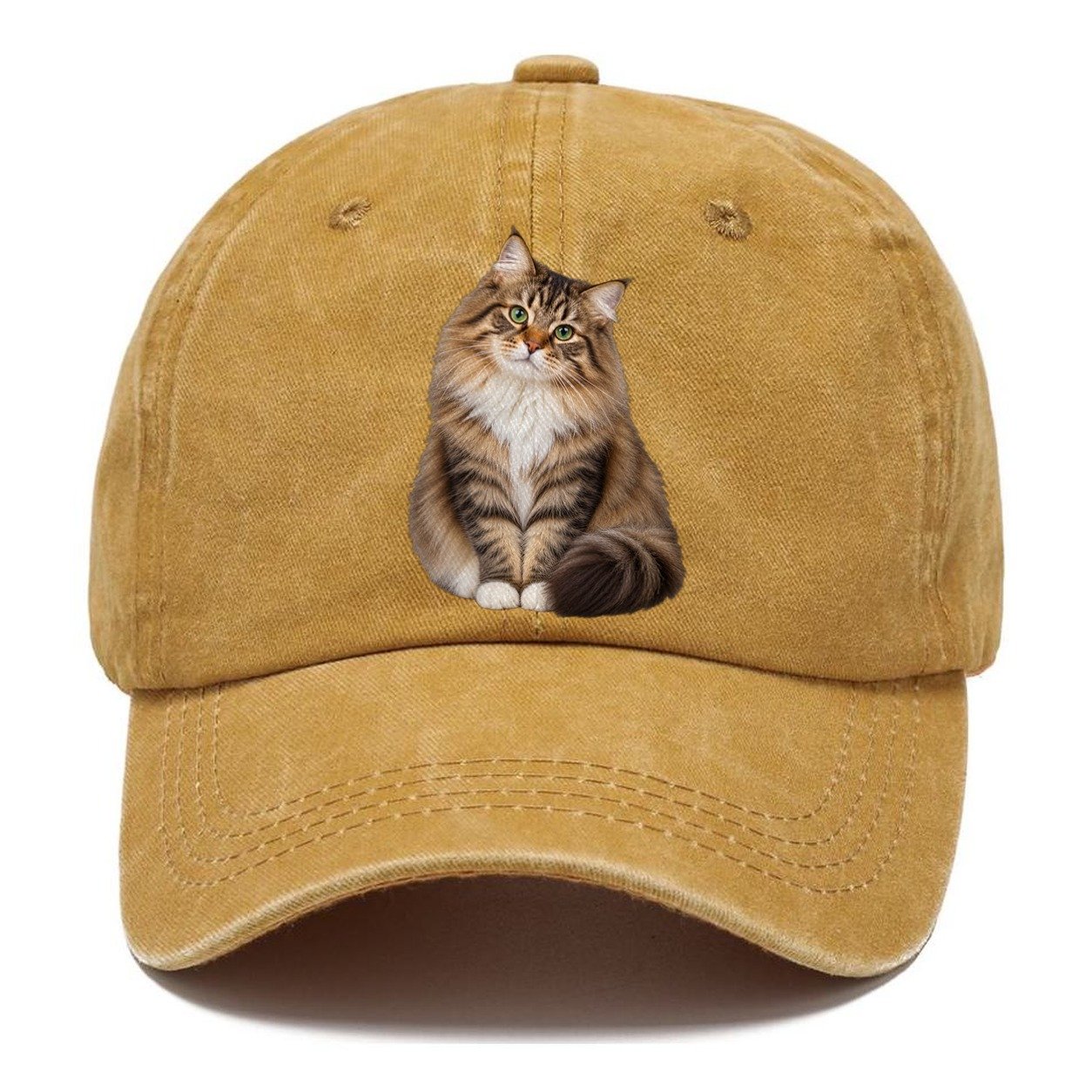 Siberian Seated Portrait Realistic Cat Portrait Classic Cap – Golden Harvest
