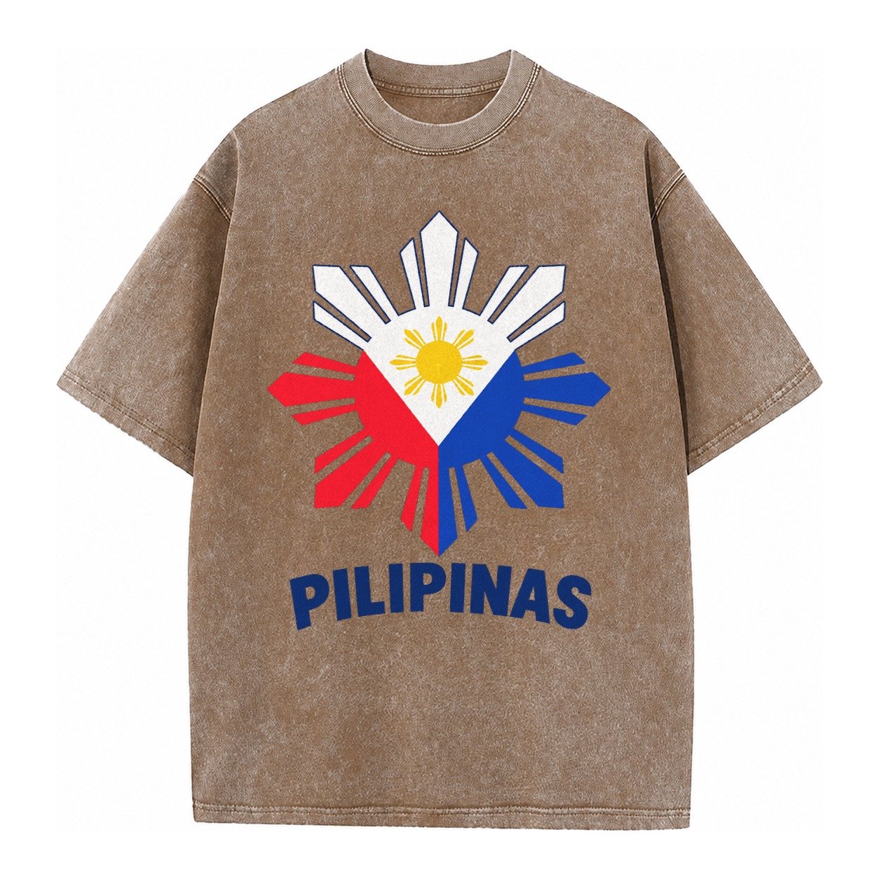 Philippines Sun Stars Vintage T-shirt – Brown