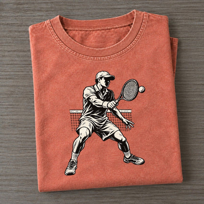 Tennis Net Volley Global Sports Ink Figures Vintage T-shirt – Terracotta