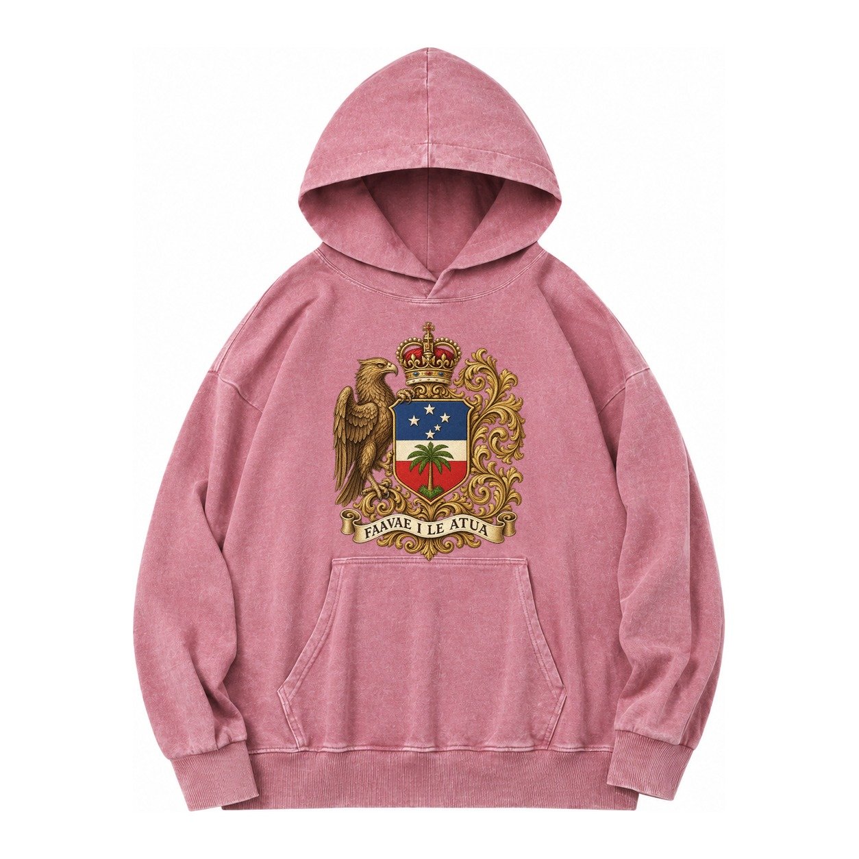 South Africa Springbok Emblem Springbok With Protea Green Go Vintage Washed Hoodie – Dusty Rose