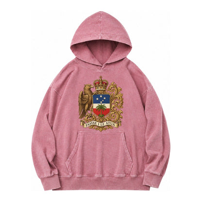 South Africa Springbok Emblem Springbok With Protea Green Go Vintage Washed Hoodie – Dusty Rose