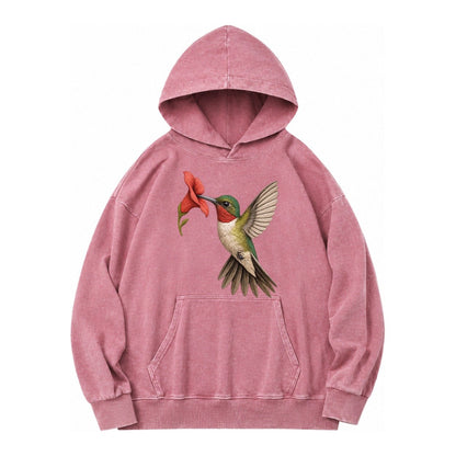 Hummingbird Harmony Vintage Washed Hoodie – Dusty Rose