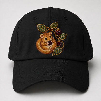 British Hedgerow Dormouse And Blackberries Uk Culture Heritage Baseball Cap – Black