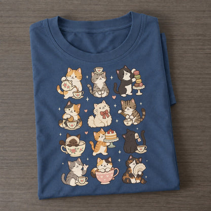 Tea Party Cat Club Classic T-shirt – Twilight Navy