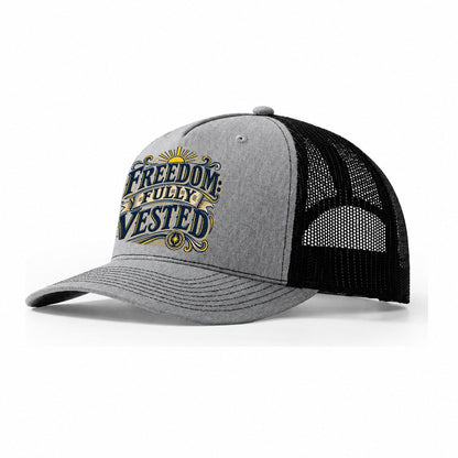 Freedom Fully Vested Retired Living Trucker Hat – Sport Grey Black
