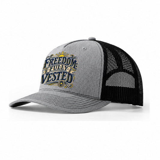 Freedom Fully Vested Retired Living Trucker Hat – Sport Grey Black