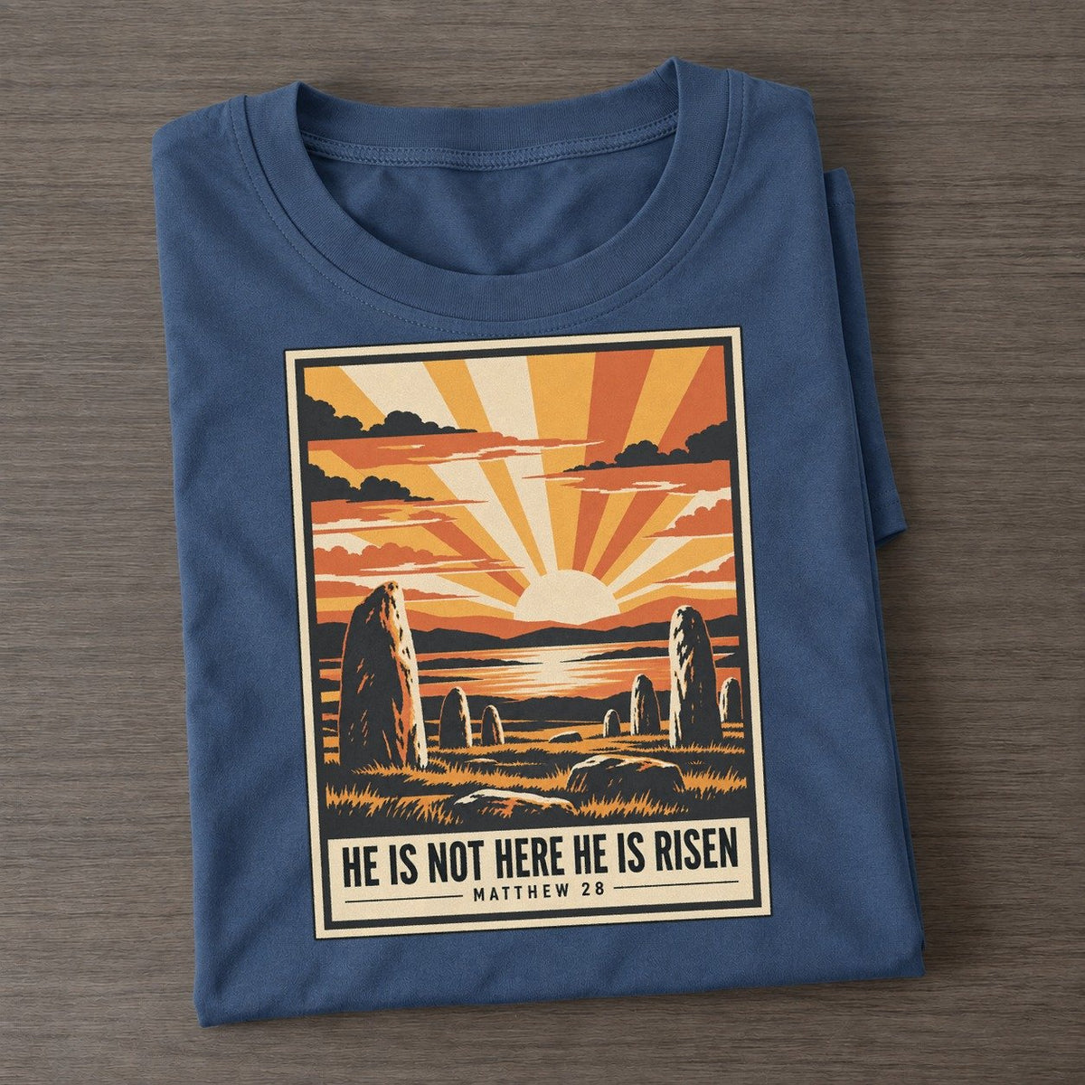 He Is Not Here Given Light Classic T-shirt – Twilight Navy