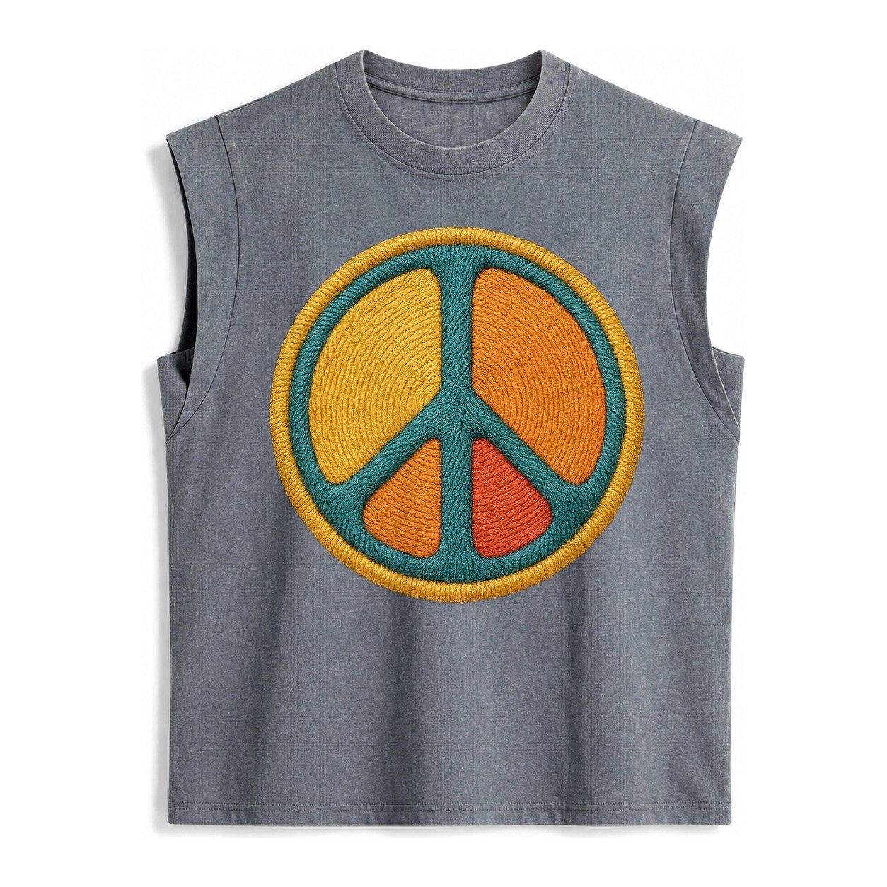 Golden Peace Vintage Washed Tank – Grey