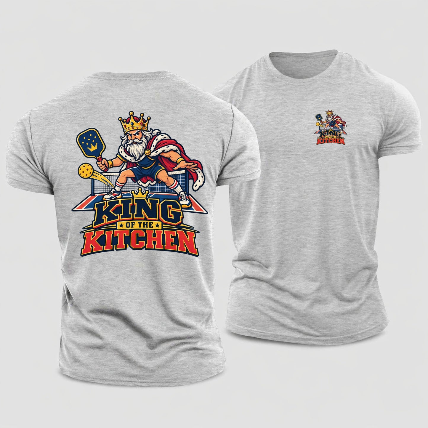 King Of The Kitchen Pickleball Life Cotton T-Shirt – Sport Grey