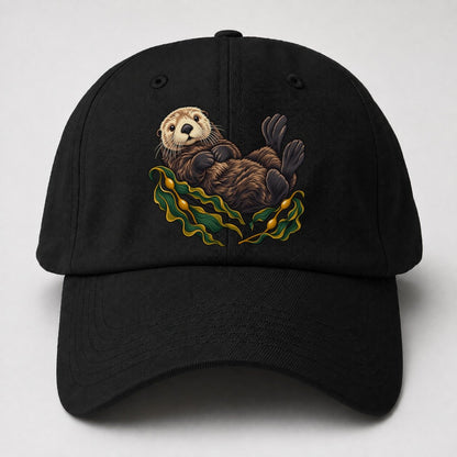 Sea Otter And Bull Kelp Canada Cultural Icons Baseball Cap – Black