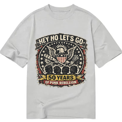 Ramones Legacy Hey Ho Lets Go Typography Presidential Seal P Classic T-shirt – Grey