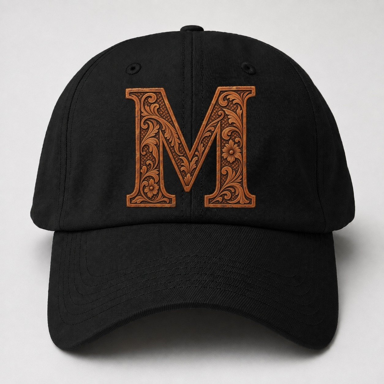 Tooled Leather M Monogram Baseball Cap – Black