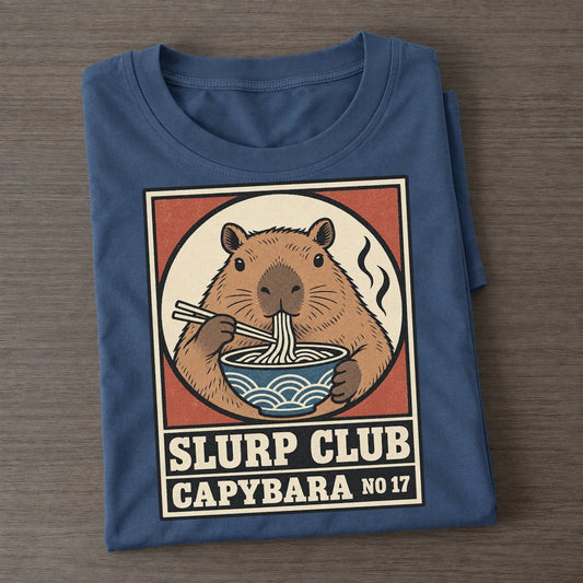 Capybara Calm Slurp Club Classic T-shirt – Twilight Navy