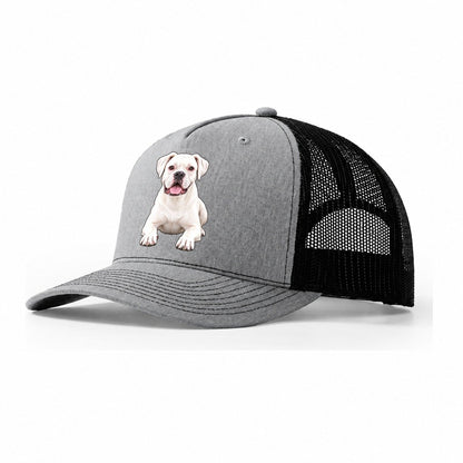 White Boxer Trucker Hat – Sport Grey Black