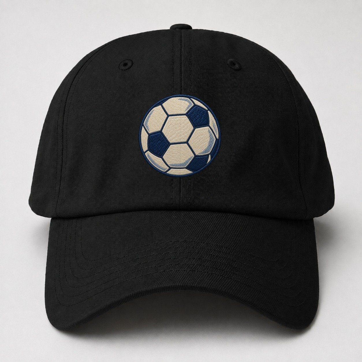 Soccer Ball Tiny Solo Marks Baseball Cap – Black