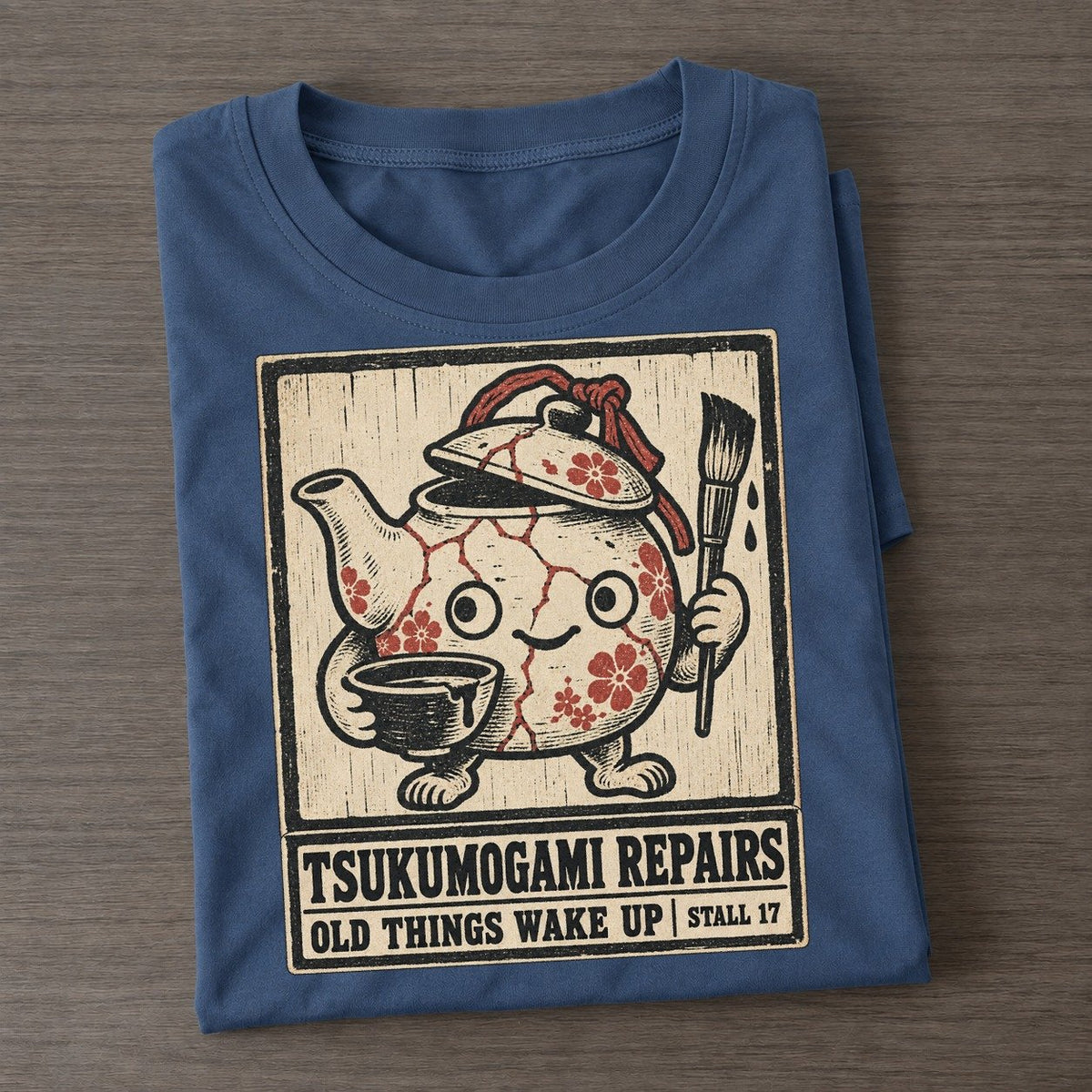 Tsukumogami Repairs Yokai Night Market Classic T-shirt – Twilight Navy