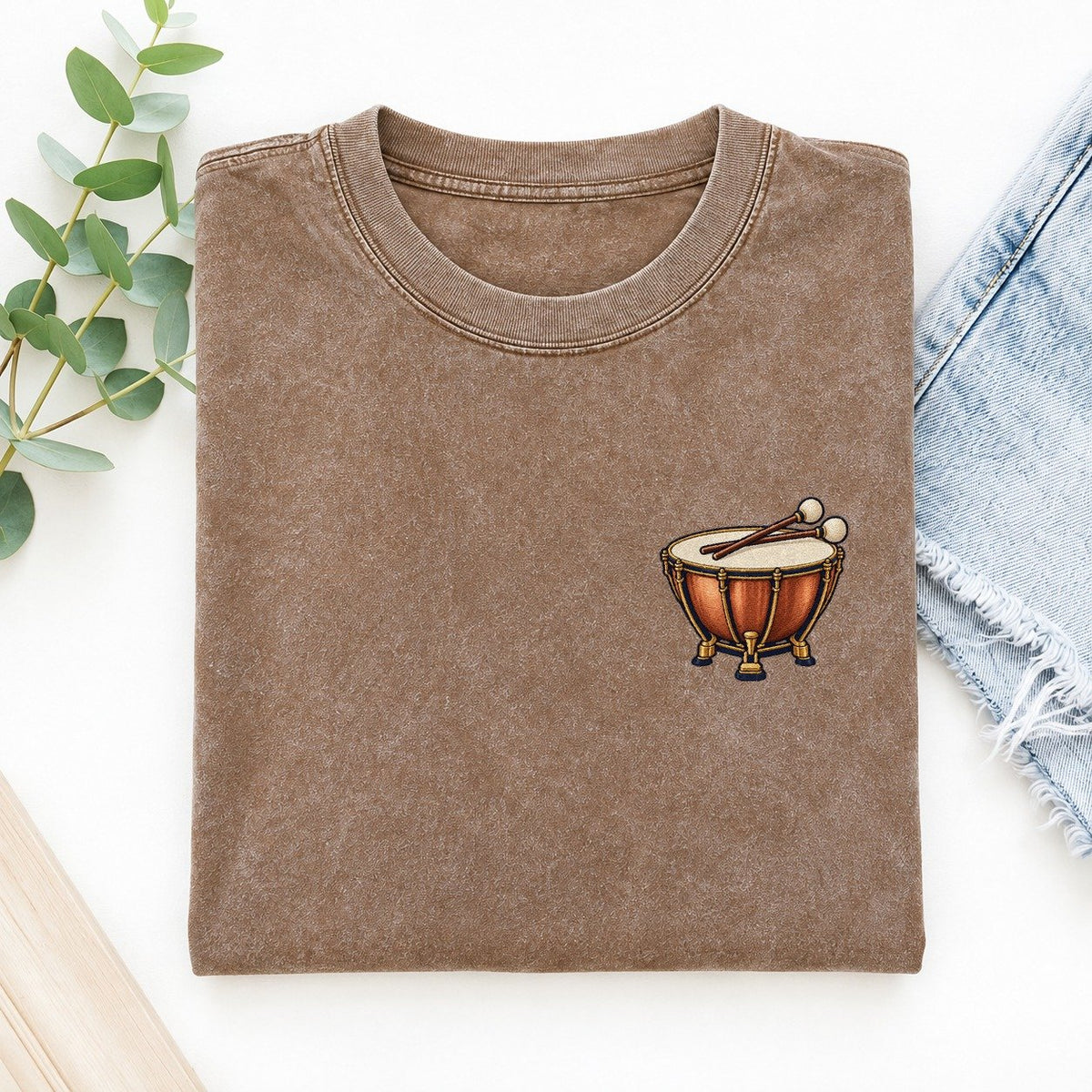 Timpani Mallet Rest Left Chest Vintage T-shirt – Brown