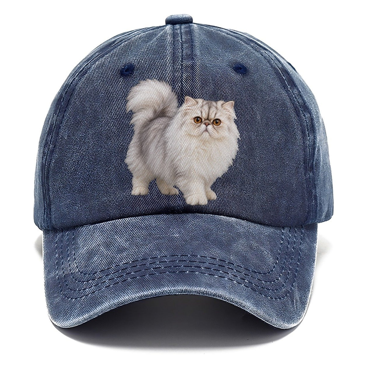 Persian Standing Three Quarter Realistic Cat Portrait Classic Cap – Twilight Navy