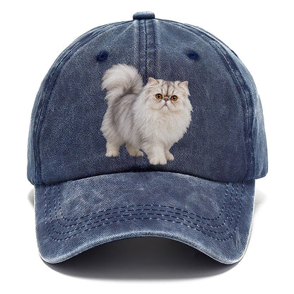 Persian Standing Three Quarter Realistic Cat Portrait Classic Cap – Twilight Navy